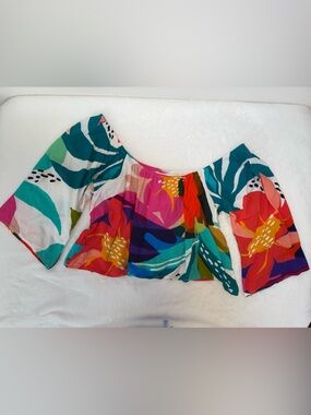 La Blanca Colorful Tropical Print Off-Shoulder Flowy Top - XS - NWOT